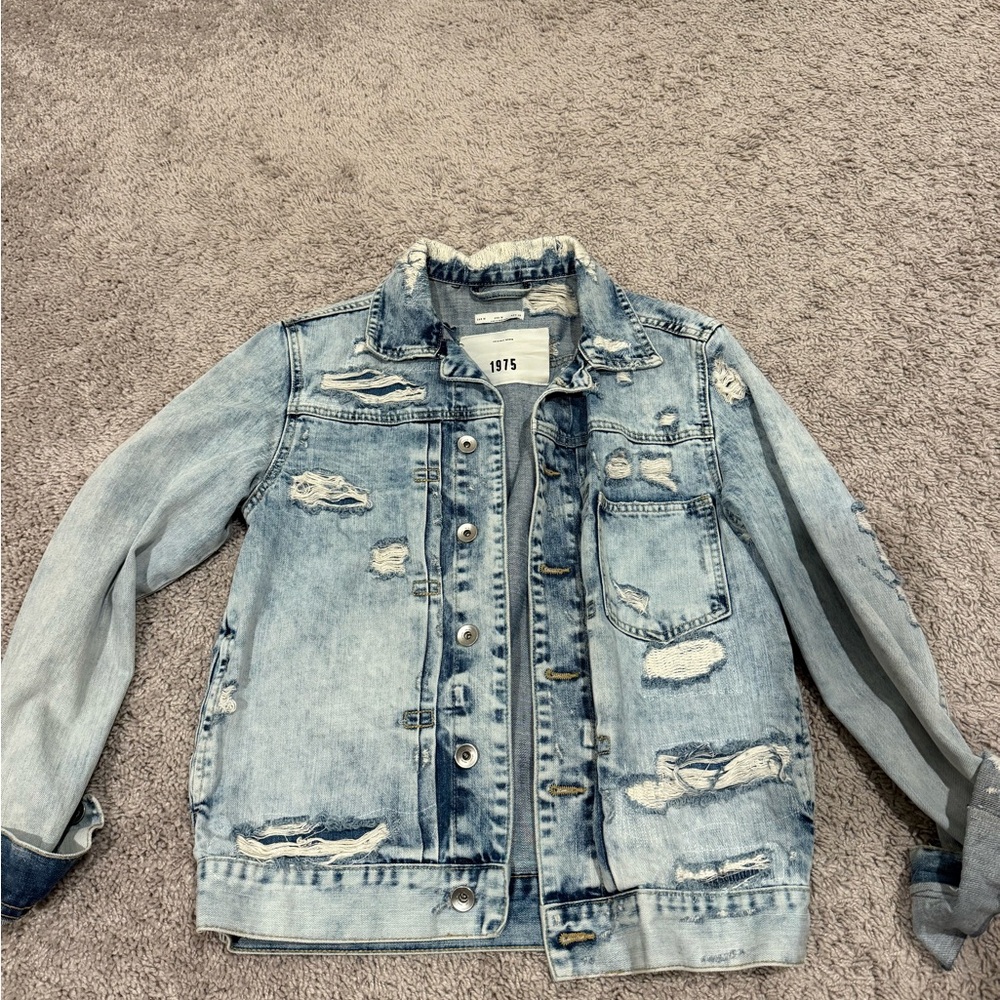Zara Light Blue Distressed Jean Jacket